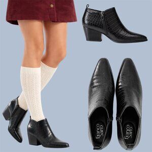 Franco Sarto black croc ankle booties zipper W8